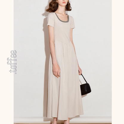 【2color】レイヤード風Uネックマキシワンピース《Z00923》