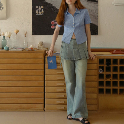 フェイクスカート＆デニムパンツの2点セット Z00312