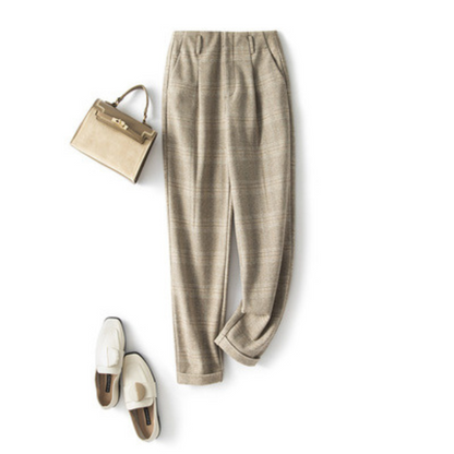 【２color】ハイウエストチェックワイドパンツ AU-257