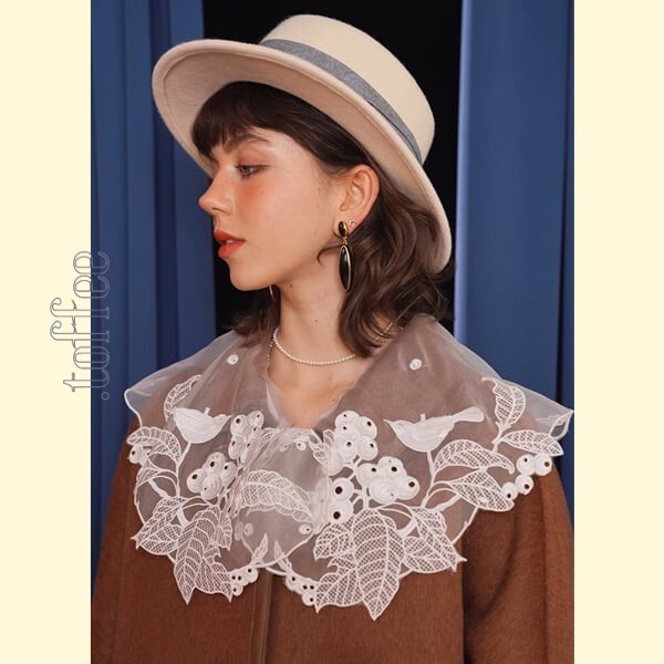 妖精の語る詩：芸術的刺繍レースのクラシカルブラウス 《C0203》