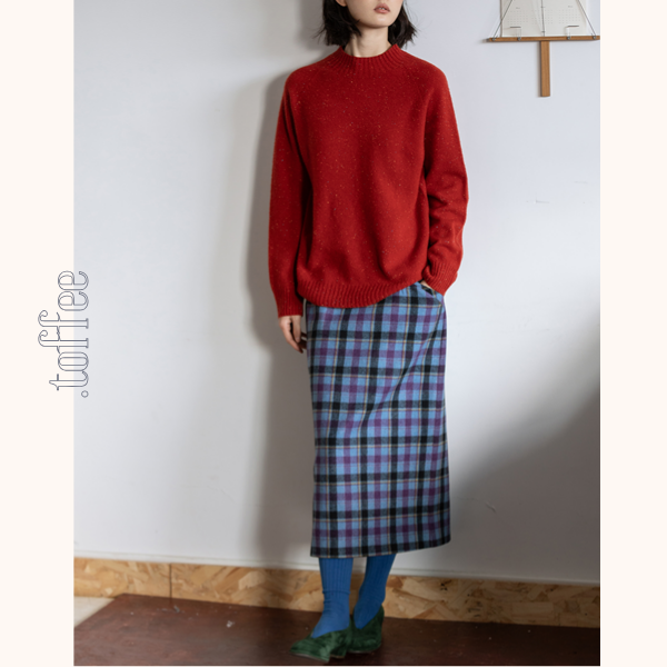 カラフルチェック柄ストレートスカート　《Z00648》