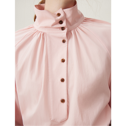 【2color】不規則でニッチなハイネックシャツ Z00095