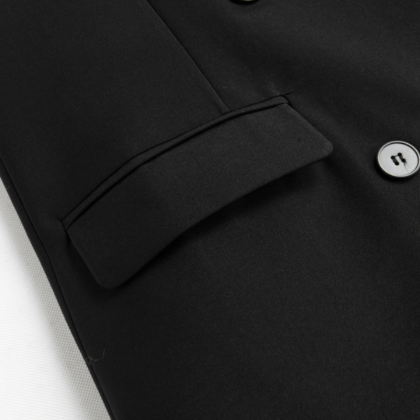 【2color】フラワーブローチ ダブルブレスト ベストジャケット X-427