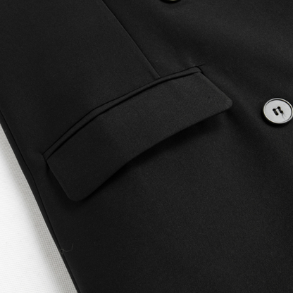 【2color】フラワーブローチ ダブルブレスト ベストジャケット X-427