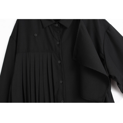 【2color】ラペルプリーツシャツ X-350