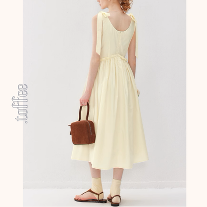 【2color】ショルダーリボンVネックワンピース《Z01011》