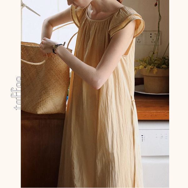 フライングスリーブミモレ丈ワンピース《Z01026》