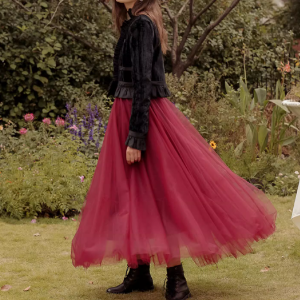 【2color】メッシュフェアリーロングスカート Z00189