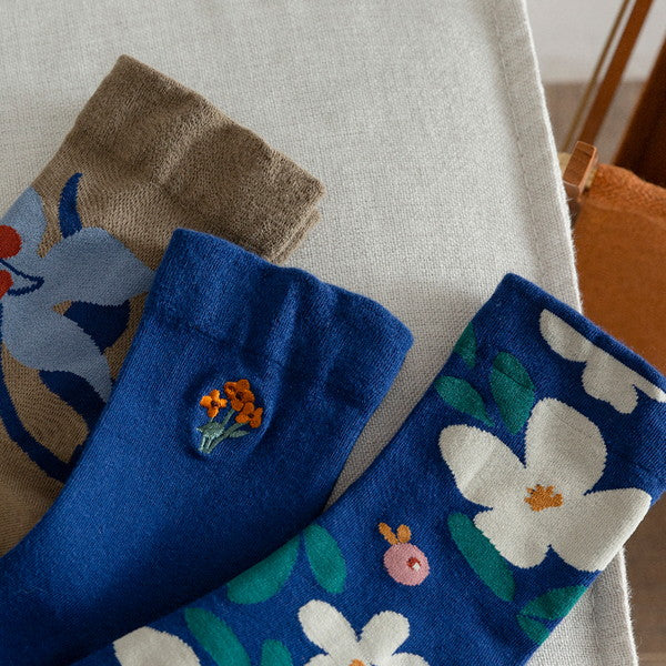 フラワー刺繍ソックス3点セット Z00315
