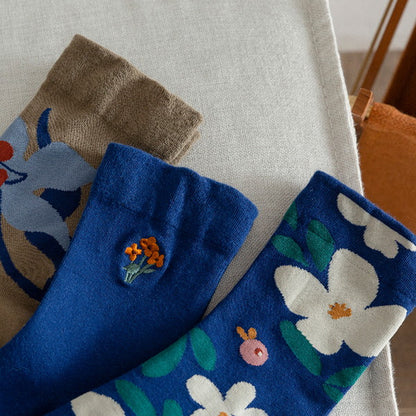 フラワー刺繍ソックス3点セット Z00315