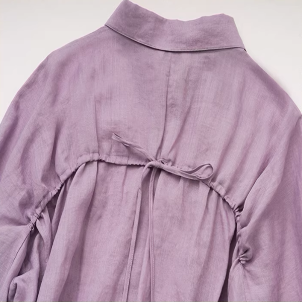 【4color】ランタンスリーブオーバーサイズシアーシャツ《Z00863》