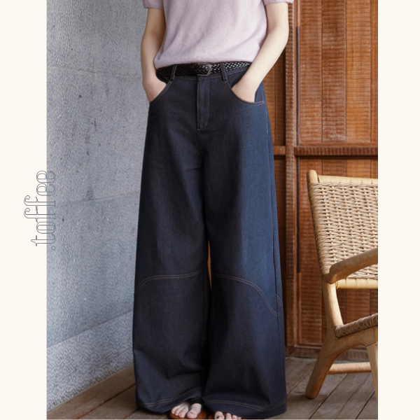 ウエーブラインワイドデニムパンツ《Z00903》