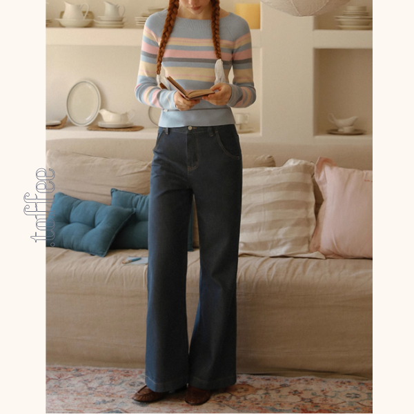 スターフラワー刺繍ブーツカットデニム《Z00830》