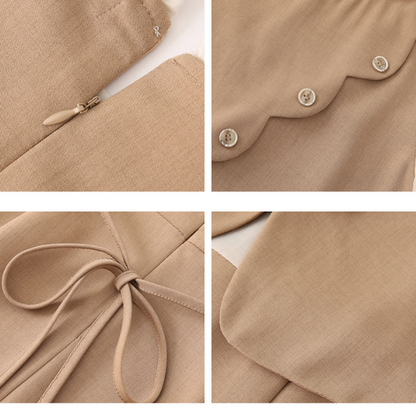 【3color】フェイクツーピース パールエッジワンピース X-424