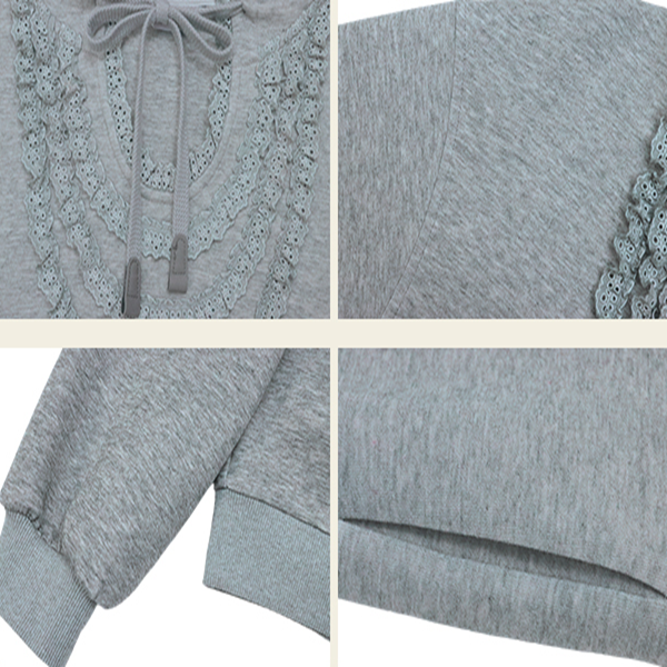 リボン＆レースUネックフーディー　《Z00762》