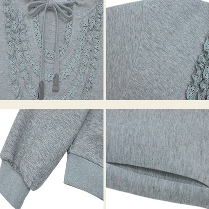 リボン＆レースUネックフーディー　《Z00762》