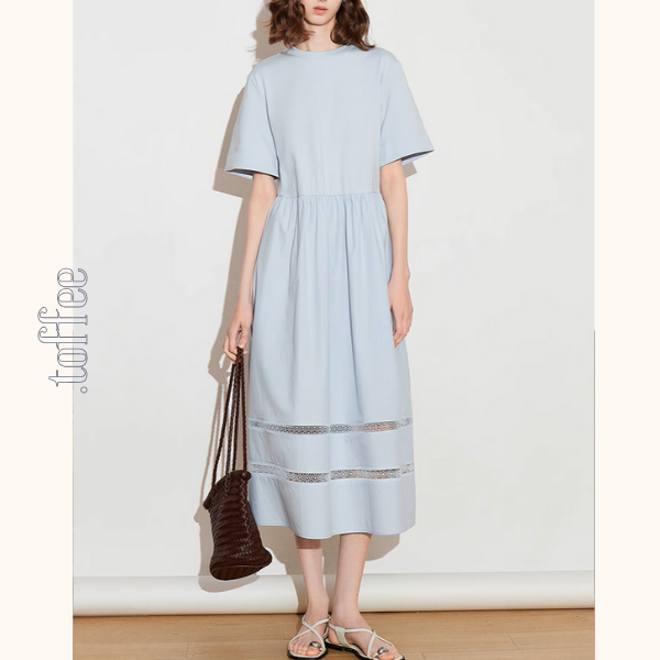 【2color】メッシュレースAラインミモレ丈ワンピース《Z00924》