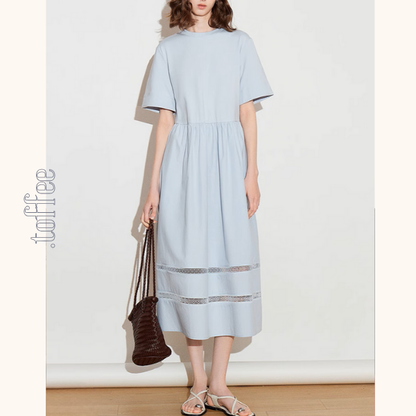 【2color】メッシュレースAラインミモレ丈ワンピース《Z00924》