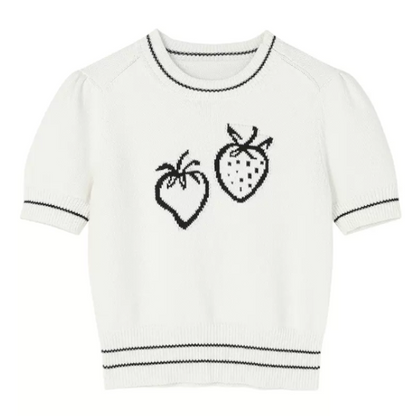 ストロベリー半袖ニットトップ Z00257