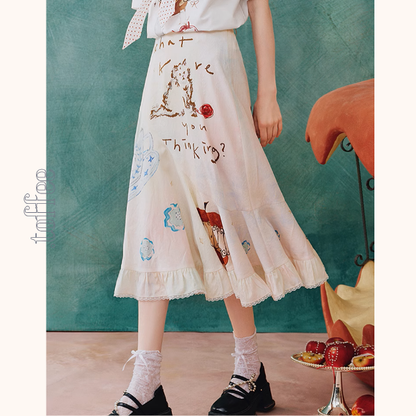 フリルヘムプリントスカート《Z00963》