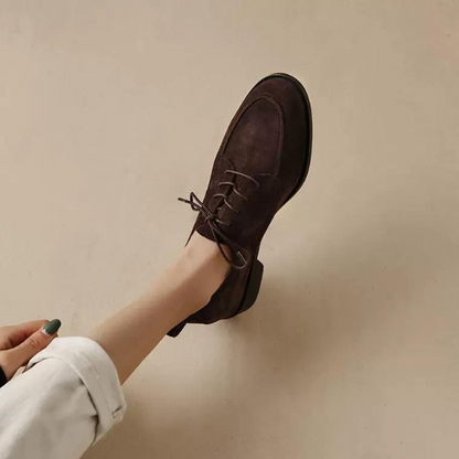 【２color】レトロデザインレースアップローファー　AU-283