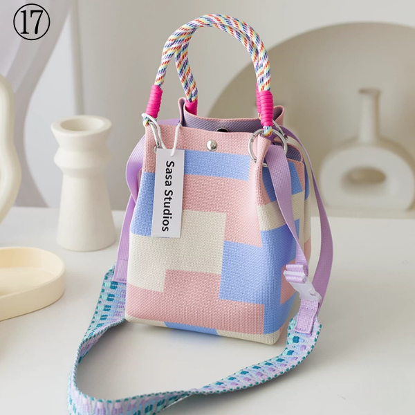 【20pattern】マルチカラースクエアトートバッグ《Z00892》