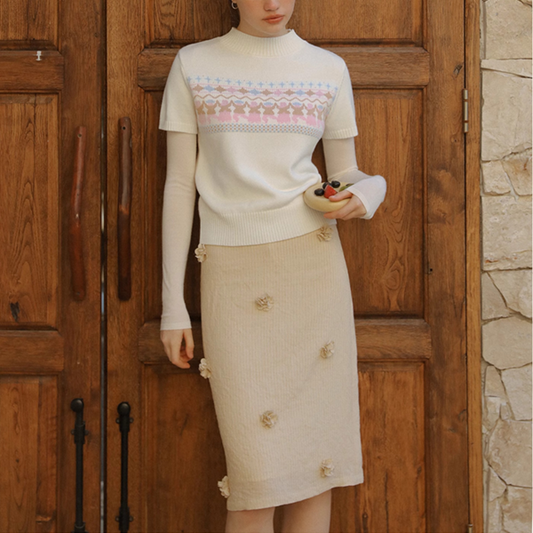 リボン＆立体フラワーAラインスカート《Z00821》