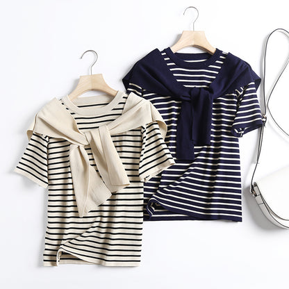 【２color】フェイクレイヤードのニットＴシャツ sp0342