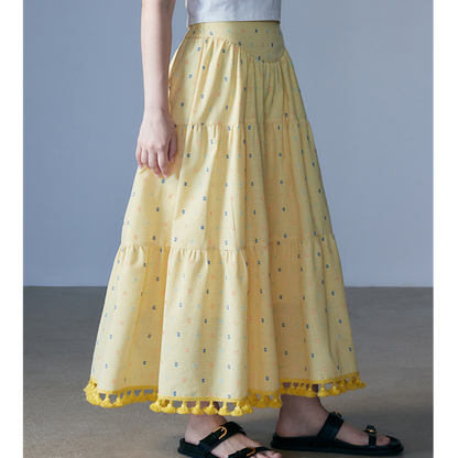 【2color】タッセル付きＡラインロングスカート　Z00331