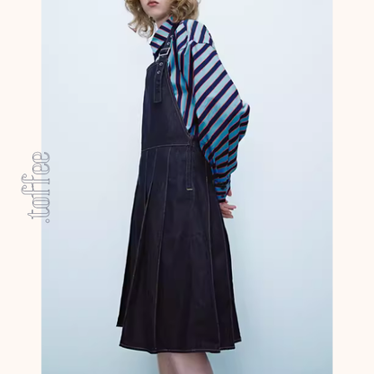 ホルターネックプリーツデニムワンピース　Z00408