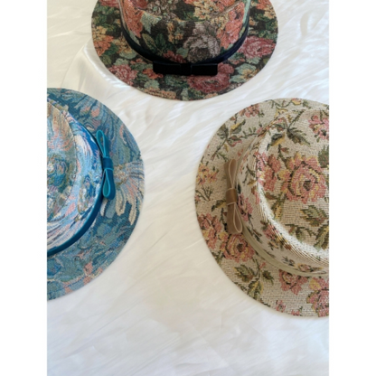 【3color】ゴブラン織り花柄ヴィンテージハット Z00058