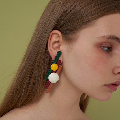 【2pattern】コントラストカラーパンフルートモチーフイヤーアクセサリー　《Z00798》