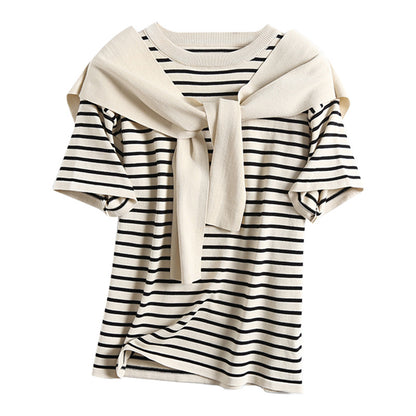 【２color】フェイクレイヤードのニットＴシャツ sp0342