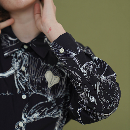 バイカラーアーティスティックシャツ w-027