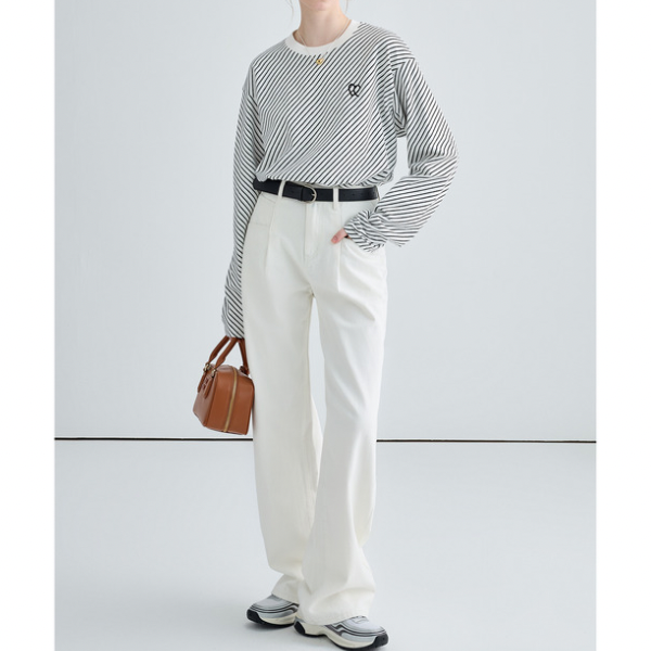 斜めストライプカットソー X-293