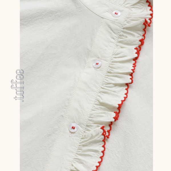 コントラストラッフルディテールブラウス《Z00845》