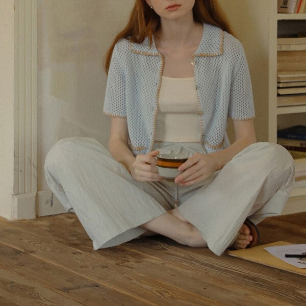 ショートニットメッシュカーディガン Z00386