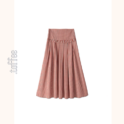 ギンガムチェックハイウエストフレアスカート《Z00882》