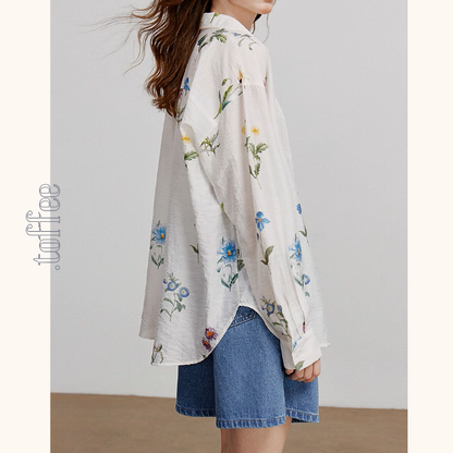 【2color】花柄プリントルーズシャツ《Z00932》