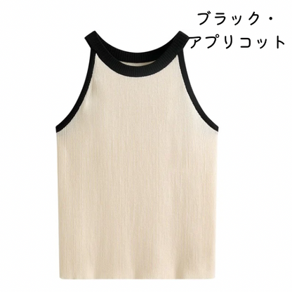 【5color】 ホルターネックニットトップ Z00206