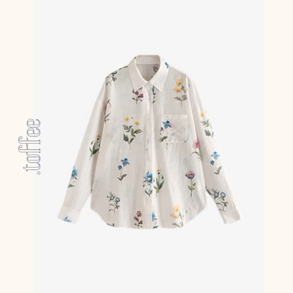 【2color】花柄プリントルーズシャツ《Z00932》