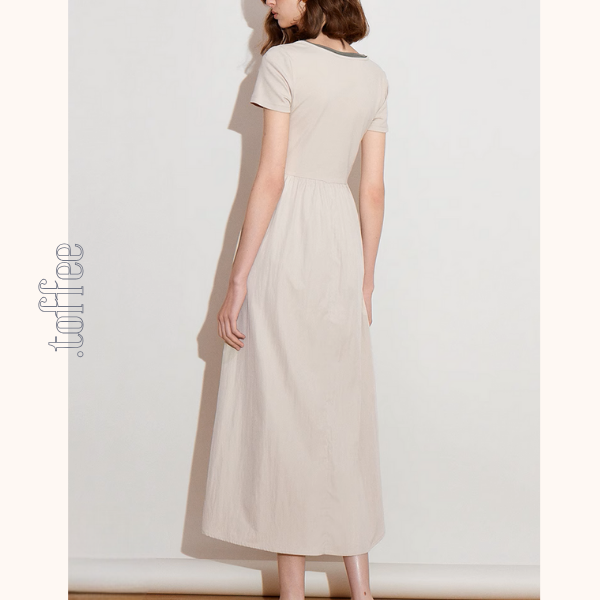 【2color】レイヤード風Uネックマキシワンピース《Z00923》