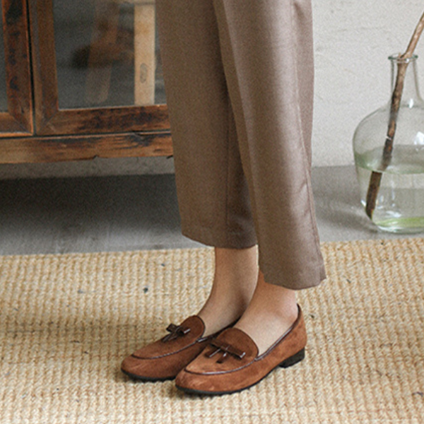 ハニーブラウンフラットレザーシューズ Z00148