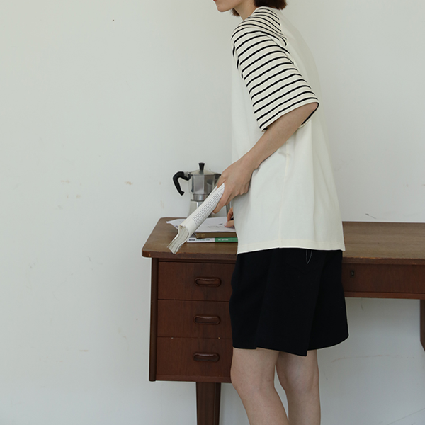 【2color】ラグランスリーブストライプTシャツ　Z00355