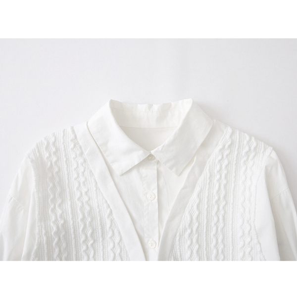 【２color】フェイクツーピースレイヤード調シャツ　AU-201