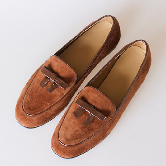 ハニーブラウンフラットレザーシューズ Z00148