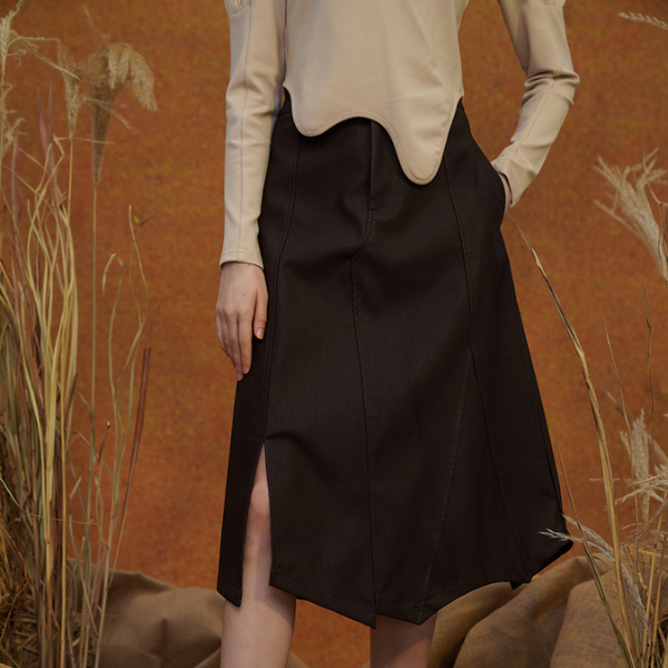 【２color】イレヘムスリットスカート w-026