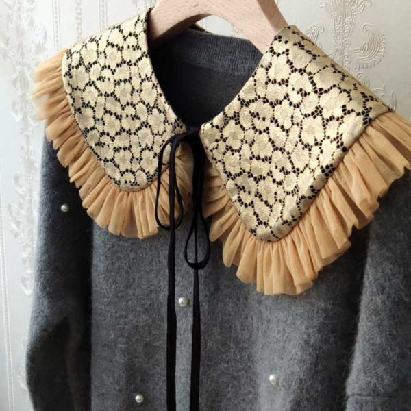 【6pattern】ジャガードフリルつけ襟 X-388