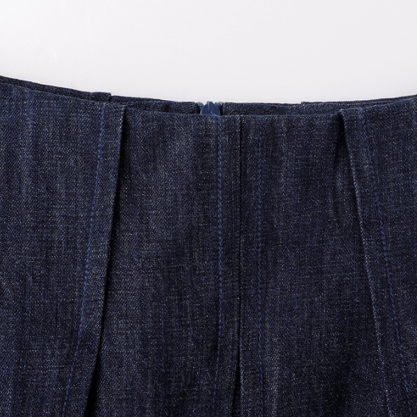 ポケット付きロングデニムプリーツスカート　《Z00732》
