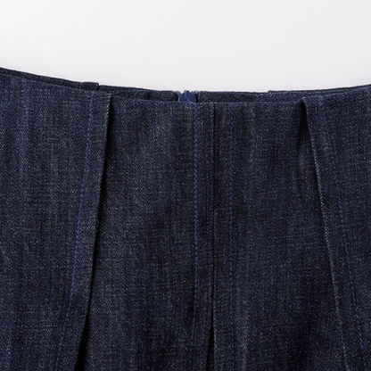 ポケット付きロングデニムプリーツスカート　《Z00732》